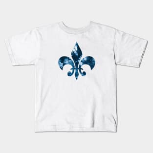 Blue Tie Dye Fleur De Lis Kids T-Shirt